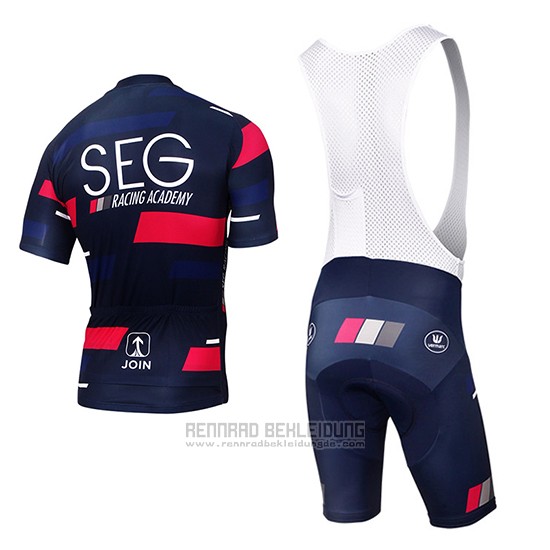 2017 Fahrradbekleidung SEG Racing Academy Blau und Rot Trikot Kurzarm und Tragerhose